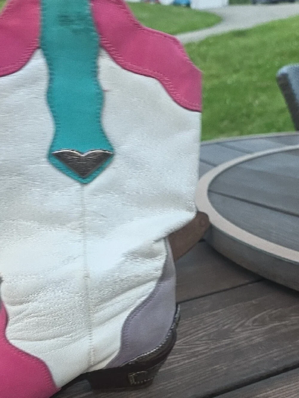 Vintage 1980's Zodiac Pink, Turquoise & White Women's Western Boots Style 203071 - Picture 7 of 8